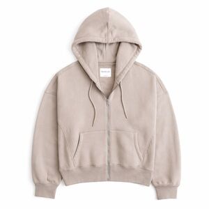 Abercrombie Sunday Full Zip Hoodie XS Brown Ribbed Soft Fleece A&F Women